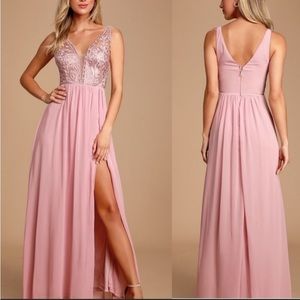 Lulus MELVINA DUSTY LAVENDER LACE CHIFFON Dress